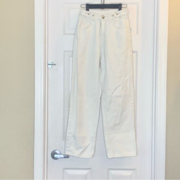 White Pants High Rise Size Small Adjustable Waist - Picture 6 of 7